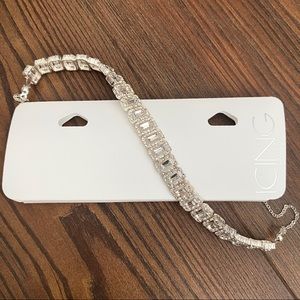 Silver choker with gems & rhinestones